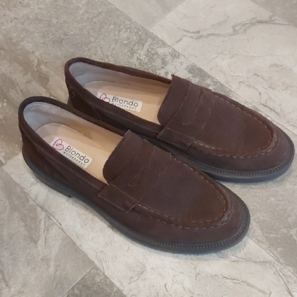 Blondo Women's Dark Brown Suede Leather Slip-On Loafers